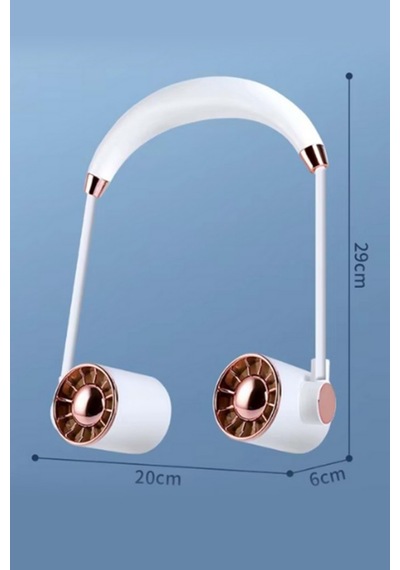 Taşınabilir Usb Şarjlı 3 Kademeli Ergonomik Boyun Fanı Vantilatör Soğutucu Zb135 Beyaz