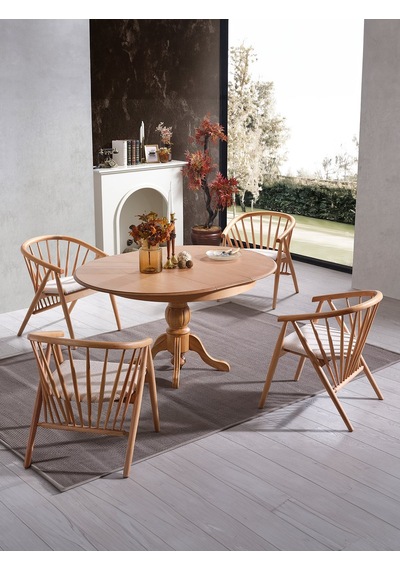 Helsa İskandinav Ahşap Sandalye Natural - Beyaz