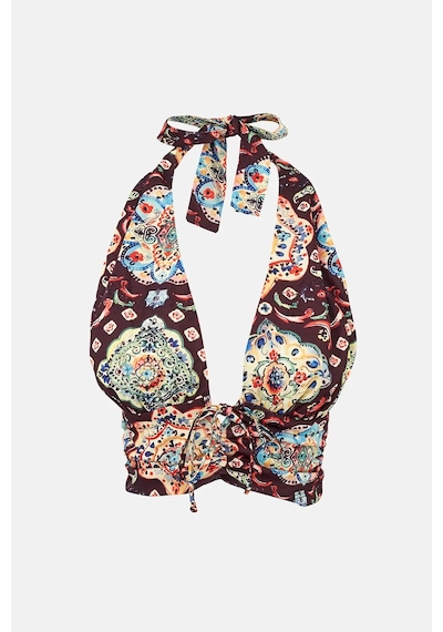 Hiccup Etnik Desenli Kısa Tank Top Çok Renkli