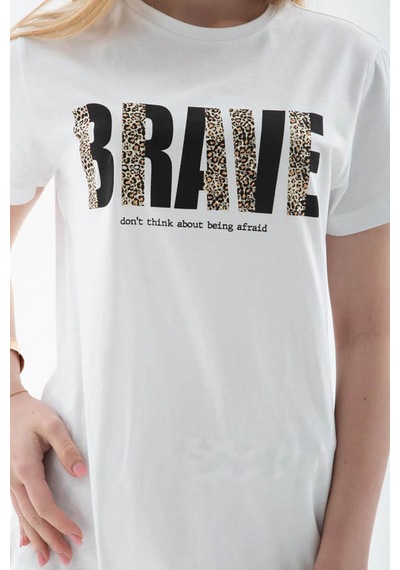 Fashion Friends Baskılı Pamuklu Beyaz Kadın T-shirt 25y0433k1 Beyaz