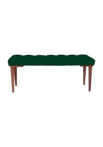 Gazzini Classic Retro Gürgen Ayak Chester Model Kapitoneli Yeşil Puf Bench - Ceviz Ayak