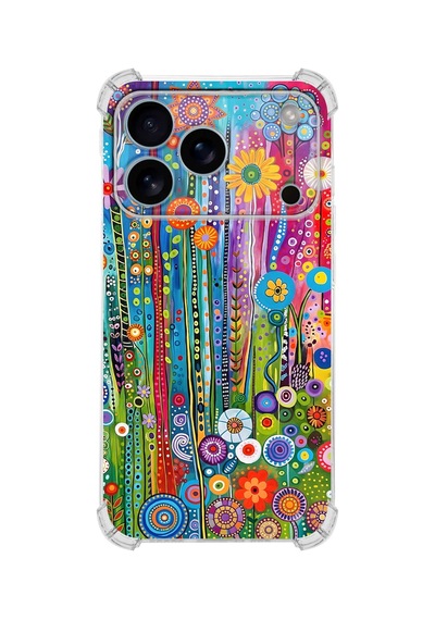 Printify Kkapple İphone 17pro Max İle Uyumlu Düşlerin Dansı Serisi Folklorik Bahçe Tasarımlı Uv Baskılı Köşe Korumalı Antişok Kılıf Şeffaf
