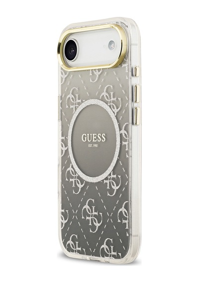 Apple Uyumlu iPhone 17 Air Kılıf Guess Lisanslı M-safe Şarj Özellikli 4g Desenli Simli Silikon Kapak Gri Gri