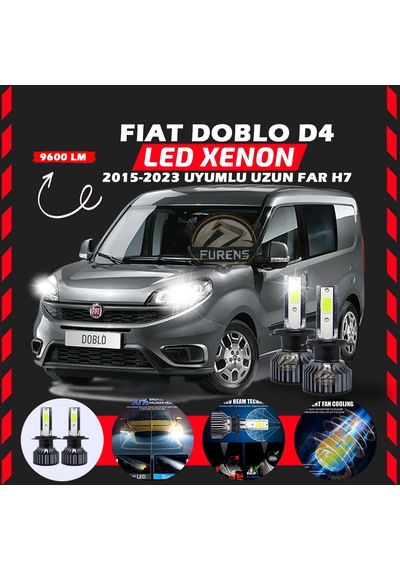 Fiat Doblo D4 2015-2023 Uzun Far Uyumlu Şimşek Etkilii Led Xenon Pro Series H7