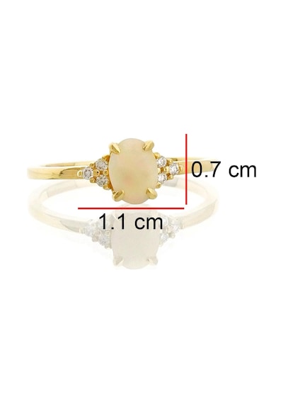 Opal Oval Tektaş Pırlanta Yüzük Sarı