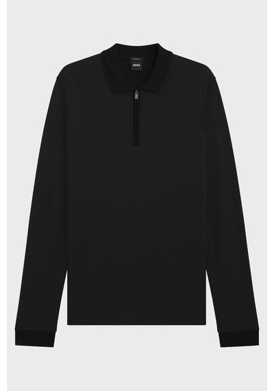 Boss Erkek Polo Yaka Kazak 50549583 001 Siyah Siyah