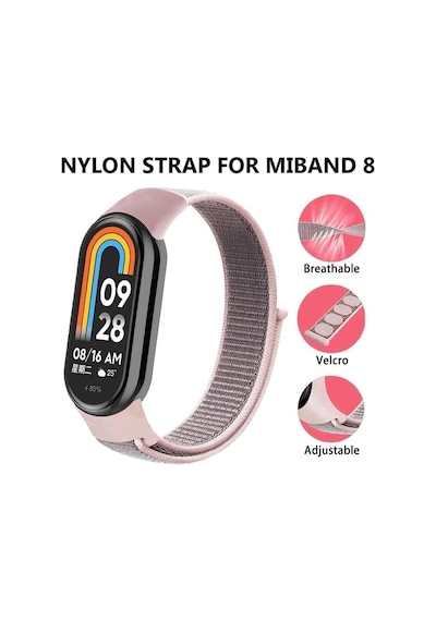 Xiaomi Mi Band 8 Akıllı Bileklik Ile Uyumlu Kordon Bilekli Kumaş Kayış Spor Bileklik Kaliteli Örme