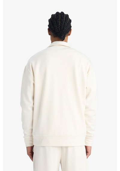Defacto Nba Brooklyn Nets Relax Fit Polo Yaka Yarım Fermuarlı Modal Sweatshirt F1070ax25wnbg662 Bej-bg662