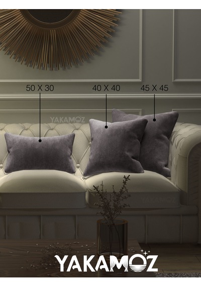 Gümüş Grisi Kırlent , Yastık Kılıfı Kadife Görünümlü Velvet Touch Serisi Gümüş Grisi