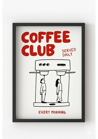 Tr Siyah Ahşap Çerçeveli Coffee Club Poster Kahve Temalı Tablo Ev Dekoru Siyah Çerçeveli 10 X 15 Diğer