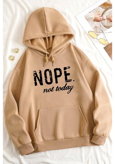 Unisex Nope Baskılı Sweatshirt Siyah
