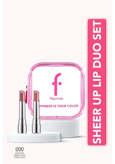 Flormar Sheer Up Lip Duo Pembe Çantalı 2 Li Ruj Seti SET216