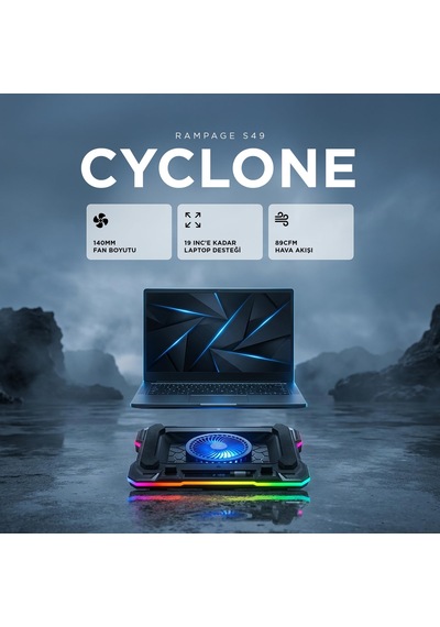 Rampage Cyclone S49 Rgb Fanlı 14"-19'' Led Ekranlı Notebook Soğut