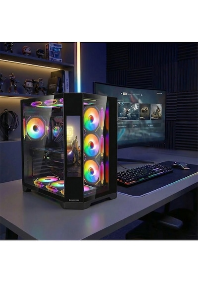 Nova 9.16'' Lcd Ekranlı Hub+kumanda Siyah 7x12cm Argb Pwm Fan Gaming Oyuncu Kasası