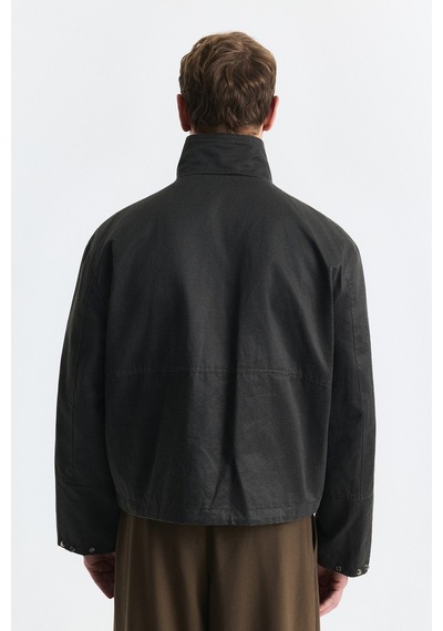 Antioch Crop Fit Dik Yaka Mont Siyah