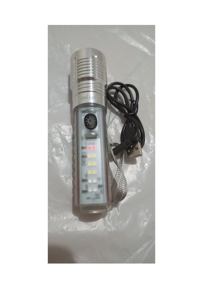 El Feneri Multi Fonksiyonlu Beyaz Lazer Beyaz Led Kırmızı Ve Mavi Led Uv Led Zoomlu Mercek Gri