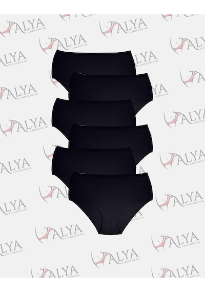 Alya Underwear Kadın Dikişsiz Külot Lazer Kesim Yüksek Bel İz Yapmayan Büyük Beden Hayalet Külot İzbırakmaz 6'lı Paket Siyah