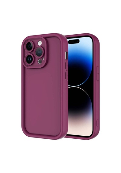 Apple Uyumlu iPhone 14 Pro Max Kılıf Kamera Korumalı Zore Ananas Kapak Mürdüm