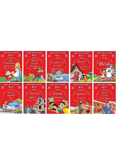 1.ve 2. Sınıflar Için Resimli Dünya Klasikleri 1-3 20 Kitap + Kitap Okuma Not Defteri