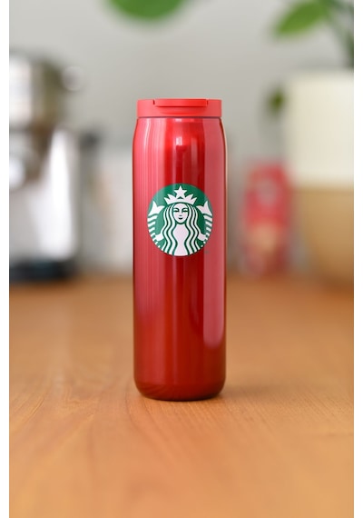 Starbucks Kırmızı Parlak Paslanmaz Çelik Termos 473 Ml Kırmızı