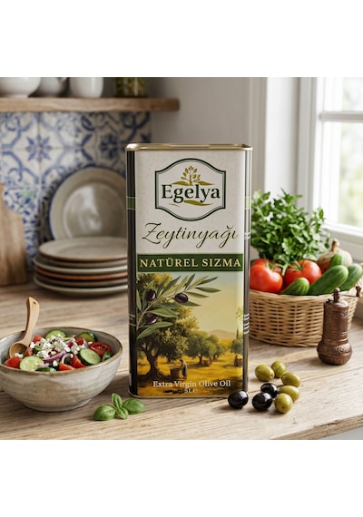 Egelya Natürel Sızma Zeytinyağı 2 5 L Teneke Paketi Soğuk Sıkım, %0,5 Asit