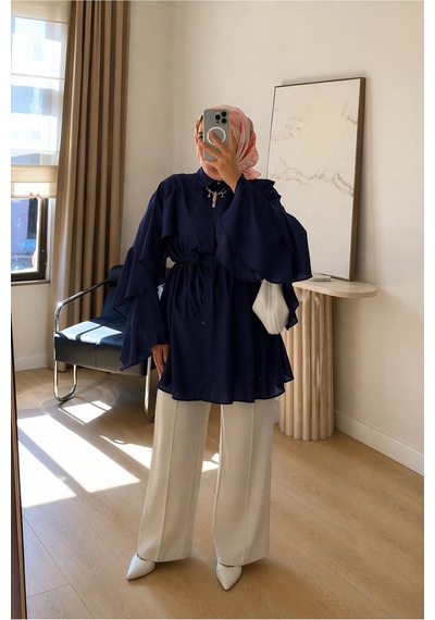Unika Boutique Kadın Önden Bağlamalı Kimono Lacivert