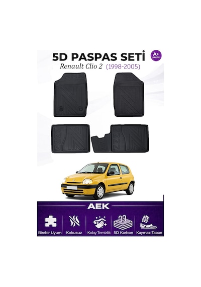 Renault Clio 1999-2007 Araca Özel Havuzlu "karbon" Paspas Takımı