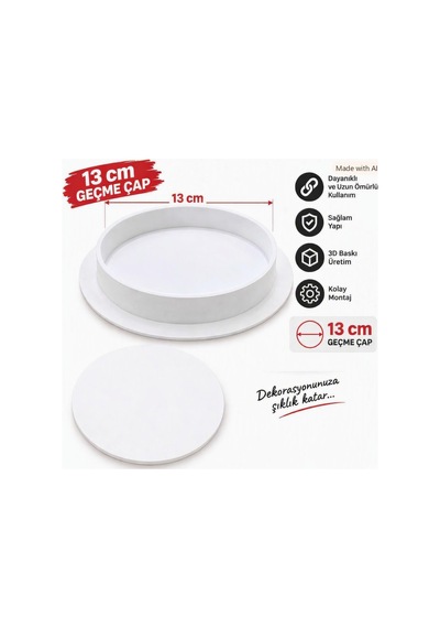 Beyaz Soba Bacası Kapatma Kapağı Sert Plastik Düz Model Ayarlanabilir Dimi Yok