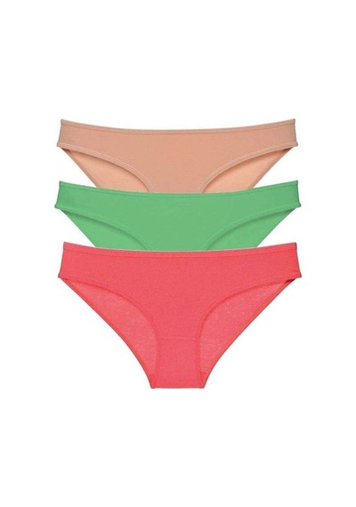 3 Adet Süper Eko Set Likralı Kadın Slip Külot Ten Yeşil Fuşya Beden: Xl Standart