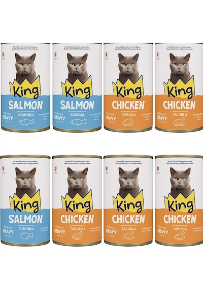 King Tavuklu - Somonlu Yetişkin Kedi Konserve 12 x 400 G