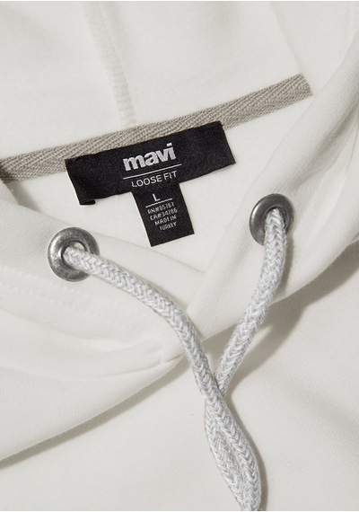 Mavi - Mavi Logo Nakışlı Kapüşonlu Beyaz Sweatshirt 065809-34519