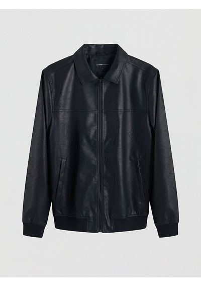 Lcwaıkıkı Classic Siyah Regular Fit Erkek Deri Görünümlü Ceket