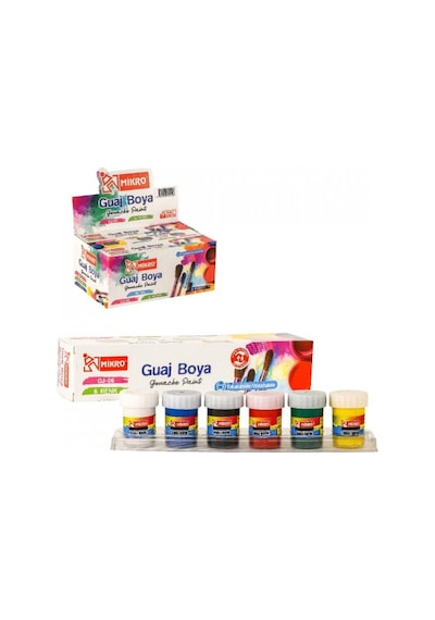 Guaj Boya 6 Renk x 15 ml 1 Paket Guaj Boyası Seti 6 lı Çok Renkli