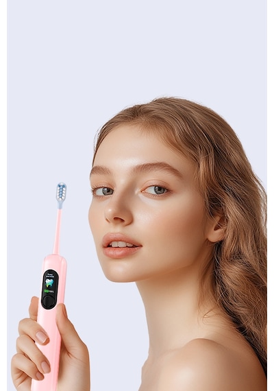 Mioji Oral B8 Care Şarj Edilebilir Diş Fırçası Pembe + 3 Yedek Başlık ve Taşıma Çantası
