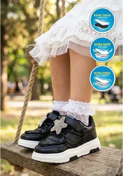Cool Yıldız Ortopedik Çocuk Spor Ayakkabı Siyah