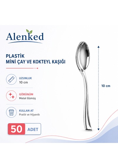 Metal Görünümlü 15,5cm Plastik Kaşık 18 Li Metalik