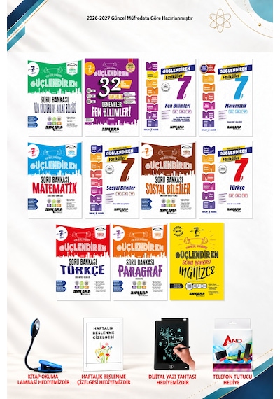2026-2027 Ankara Yayıncılık 7. Sınıf 11 Kitap Seti - Fen Bilimleri Güçlendiren. 32 Haftalık Denemeler, Fen Bilimleri Fasiküller, Matematik Fasikülleri, Matematik Soru Bankası