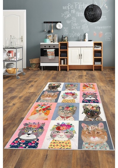 West Home Dijital Baskılı Yıkanabilir Kaymaz Taban Mutfak Halısı Wh 387 Multy
