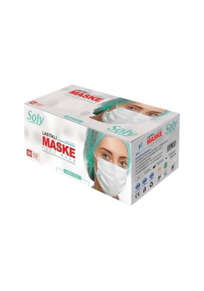 Beyaz Care Cerrahi Maske Üç Katlı Lastikli Burun Telli 50'li 4 Kutu