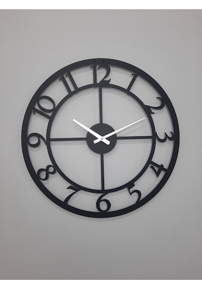 Rakamlı Metal Siyah Duvar Saati 1,5 Mm Kalınlık 60 X 60 Cm Siyah