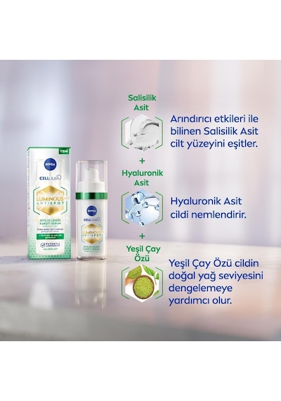 Nivea Luminous630 Sivilce Karşıtı Serum 30 ML + Derma Skin Clear Sivilce Karşıtı Yüz Temizleme Jeli 150 ML