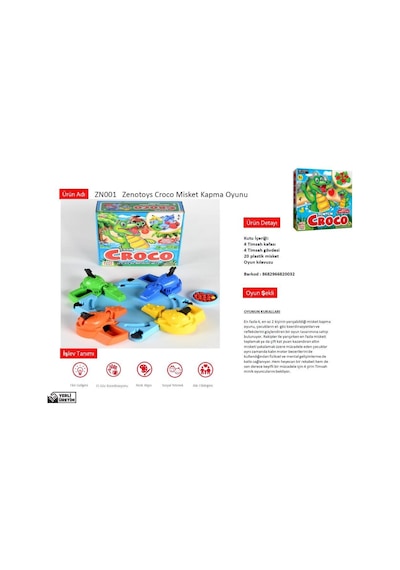Zeno Toys Zn001 Çılgın Croco Misket Kapmaca Oyunu 4'lü