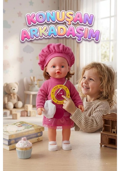 50cm Türkçe Konuşan Oyuncak Ezgi Bebek Kafası Kolları Ve Bacakları Et Bebek Gövdesi Sert Plastik Fuşya