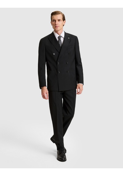 Pierre Cardin Siyah Slim Tailored Fit %100 Yün Kruvaze Takım Elbise 50328721-vr046
