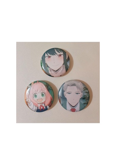 Spy X Family Anime Buton Rozet 3 Adet 37mm Altın - Beyaz - Siyah
