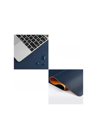 Mcstorey 60x30 Cm Lacivert Çift Taraflı Deri Desk Mat, Pu Deri Masa Koruyucu Ve Masa Sümeni, Suya Dayanıklı 2 Mm Rulo Yapılabilir Laptop Mouse Pad, Home Office İçin