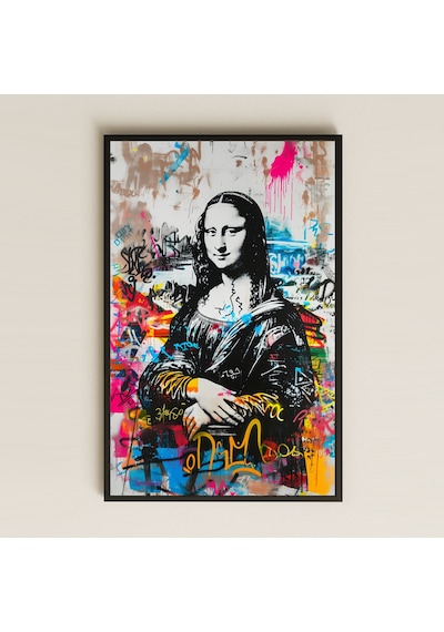 Graffiti Mona Lisa Temalı Renkli Modern Pleksi Tablo