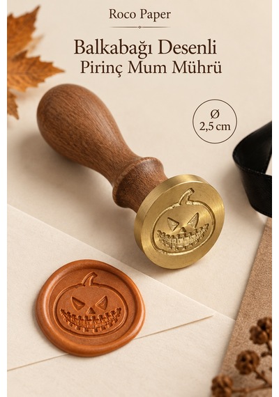 Cadılar Halloween Temalı Ahşap Pirinç Mühür - 2.5 Cm Çap, Balka Çok Renkli