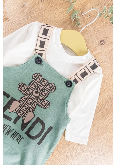 Babymod Ayıcık Desenli Erkek Bebek Tulum Salopet Takım Su Yeşili