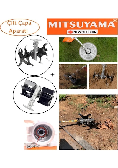 Mitsuyama MİTSUYAMA3 Japon Sırt Tırpan Toprak Çapalama Makinesi + 2 Adet Çapa Aparatı